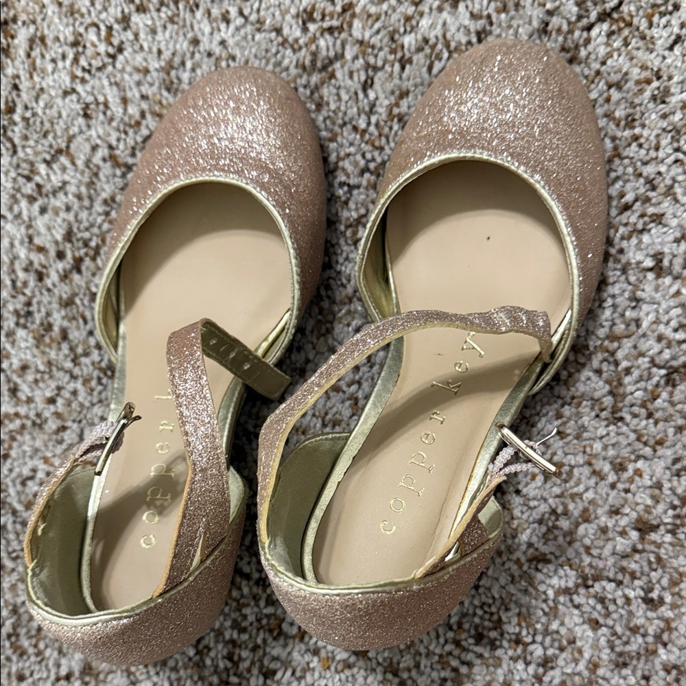 Copper Key Glittery Pink Dress Shoes for Kids